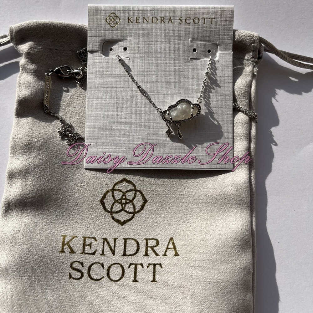 ✨New Kendra Scott Celeste Cloud Silver Short Pendant Necklace 🌧️ - Picture 2 of 5